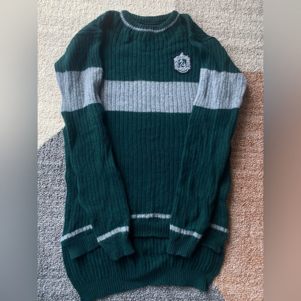 Harry Potter Medium Slytherin Wool Sweater Lambswool Quidditch - Picture 4 of 10